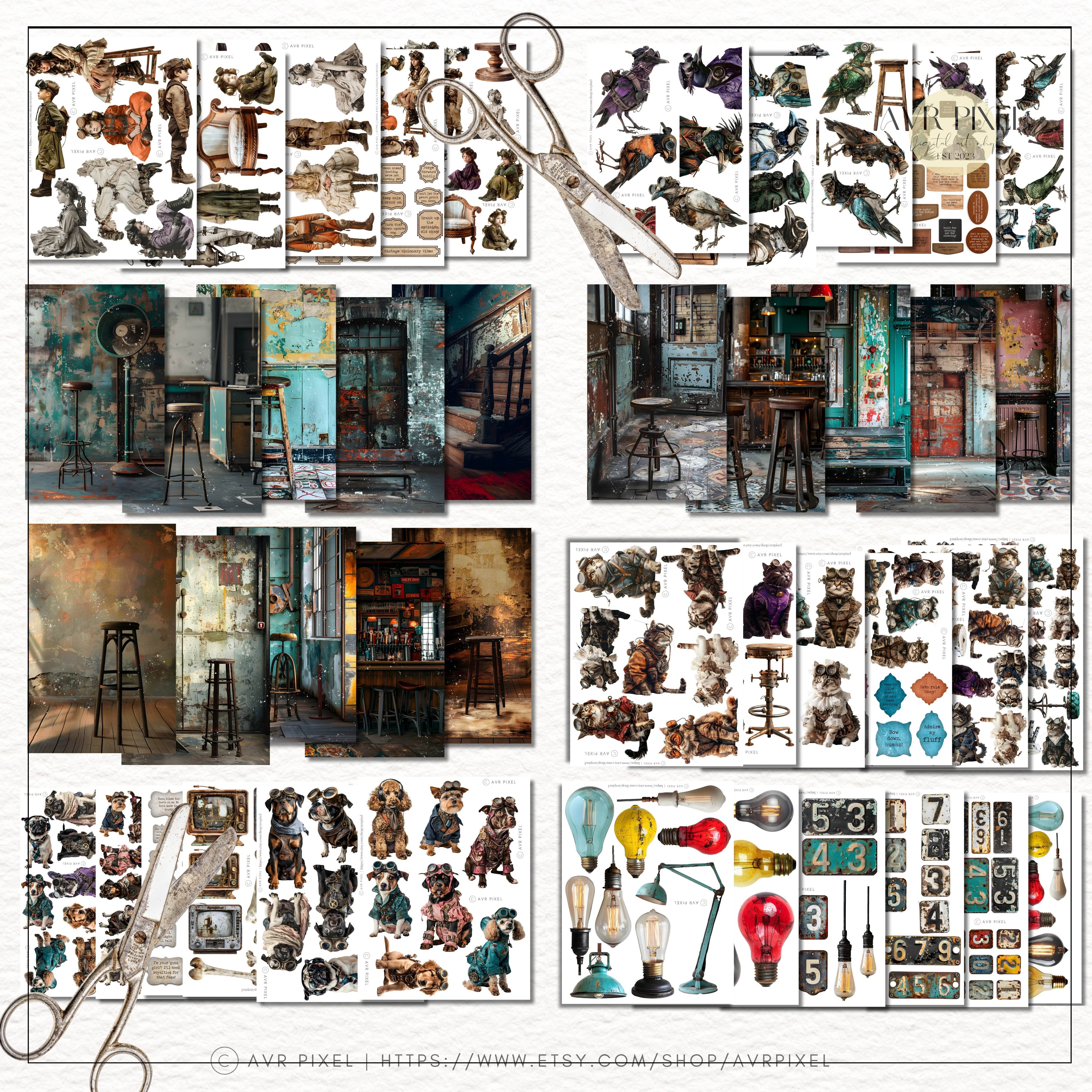 Steampunk Victorian Mega Pack | 200+ Digital Junk Journal Kit | Commercial Use Scrapbook Ephemera - Avr Pixel