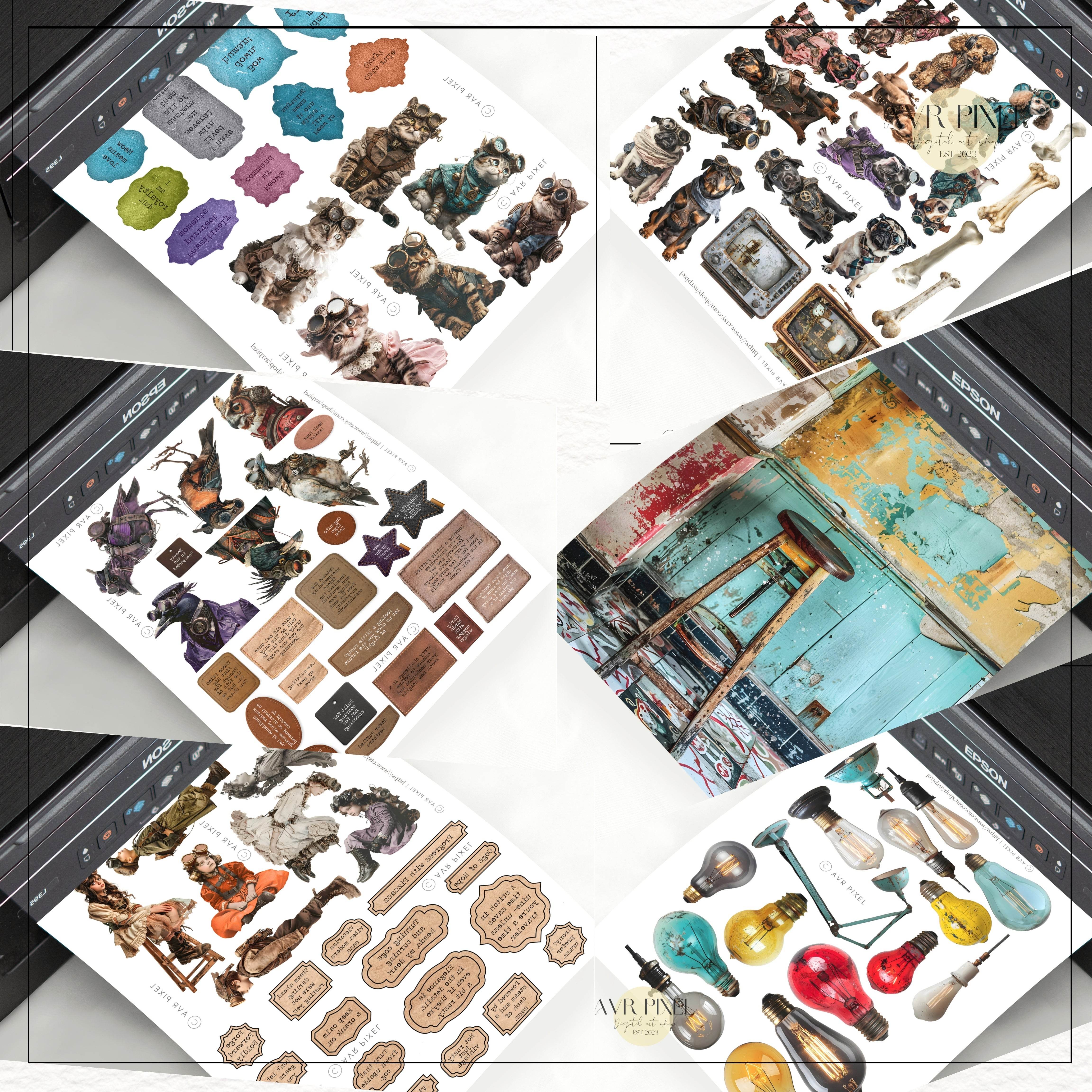 Steampunk Victorian Mega Pack | 200+ Digital Junk Journal Kit | Commercial Use Scrapbook Ephemera - Avr Pixel