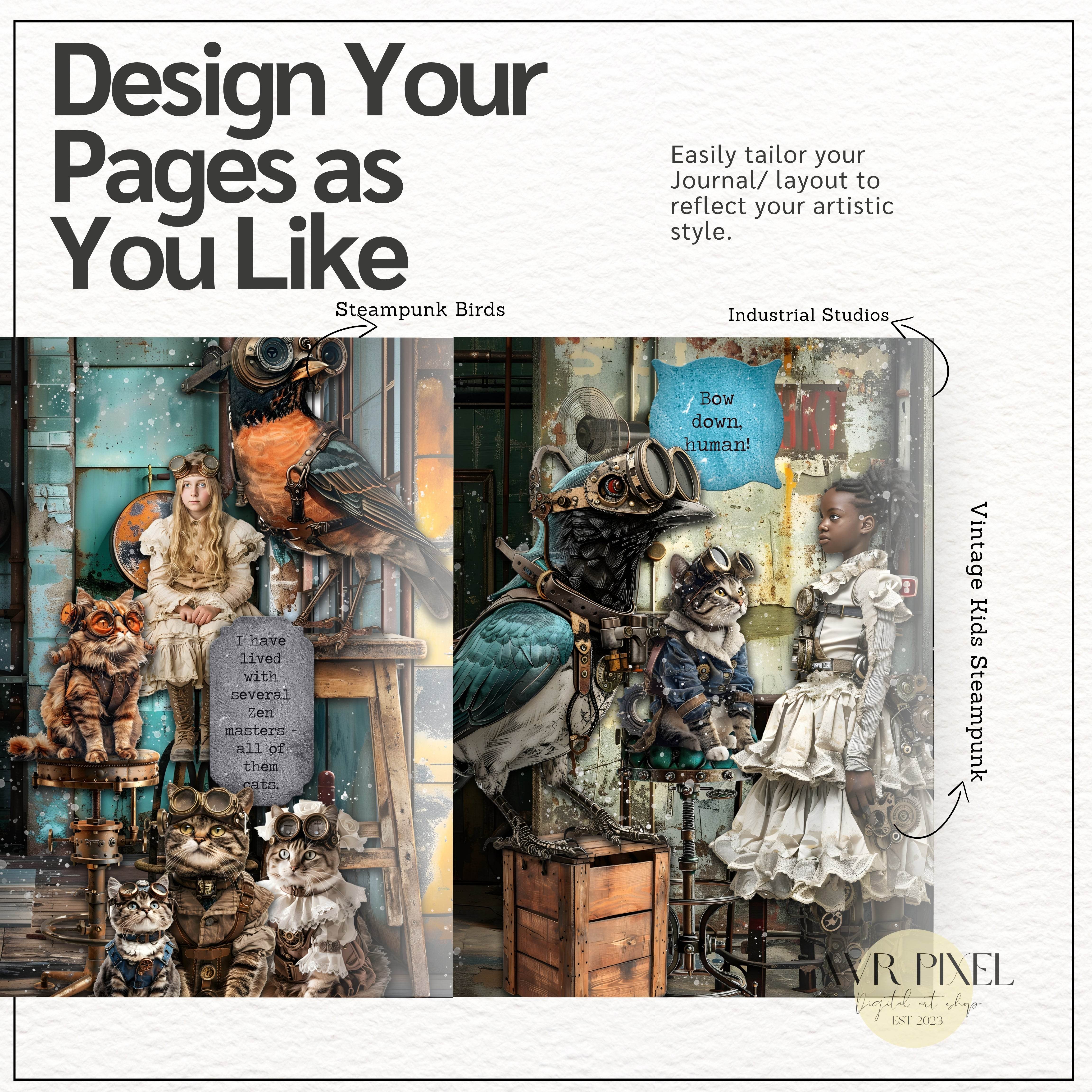 Steampunk Victorian Mega Pack | 200+ Digital Junk Journal Kit | Commercial Use Scrapbook Ephemera - Avr Pixel