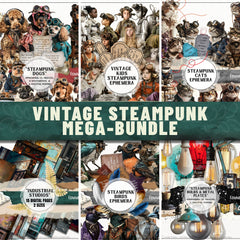 Steampunk Victorian Mega Pack | 200+ Digital Junk Journal Kit | Commercial Use Scrapbook Ephemera - Avr Pixel