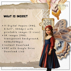 Scrapbooking Ephemera  & Junk Journal Kit | Vintage Butterfly   | Fairy  Printables for  Retro Crafts  Clip Art  Instant Download  JJES28S34 _ Avr pixel - Avr Pixel