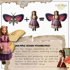 Scrapbooking Ephemera  & Junk Journal Kit | Vintage Butterfly   | Fairy  Printables for  Retro Crafts  Clip Art  Instant Download  JJES28S34 _ Avr pixel - Avr Pixel