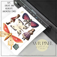 Scrapbooking Ephemera  & Junk Journal Kit | Vintage Butterfly   | Fairy  Printables for  Retro Crafts  Clip Art  Instant Download  JJES28S34 _ Avr pixel - Avr Pixel