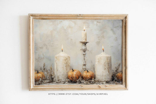 Halloween Wall Art - Elegant Pumpkin Candle Fall Decor by Avr Pixel - Avr Pixel