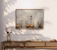 Halloween Wall Art - Elegant Pumpkin Candle Fall Decor by Avr Pixel - Avr Pixel