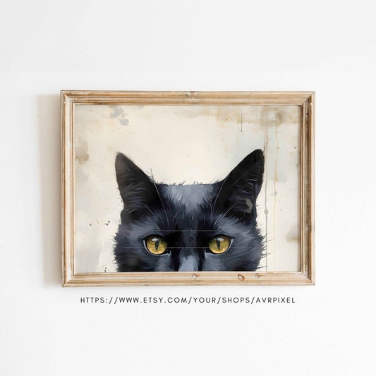 Halloween Spooky Cat Wall Art - Whimsical Decor by Avr Pixel - Avr Pixel