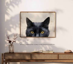 Halloween Spooky Cat Wall Art - Whimsical Decor by Avr Pixel - Avr Pixel