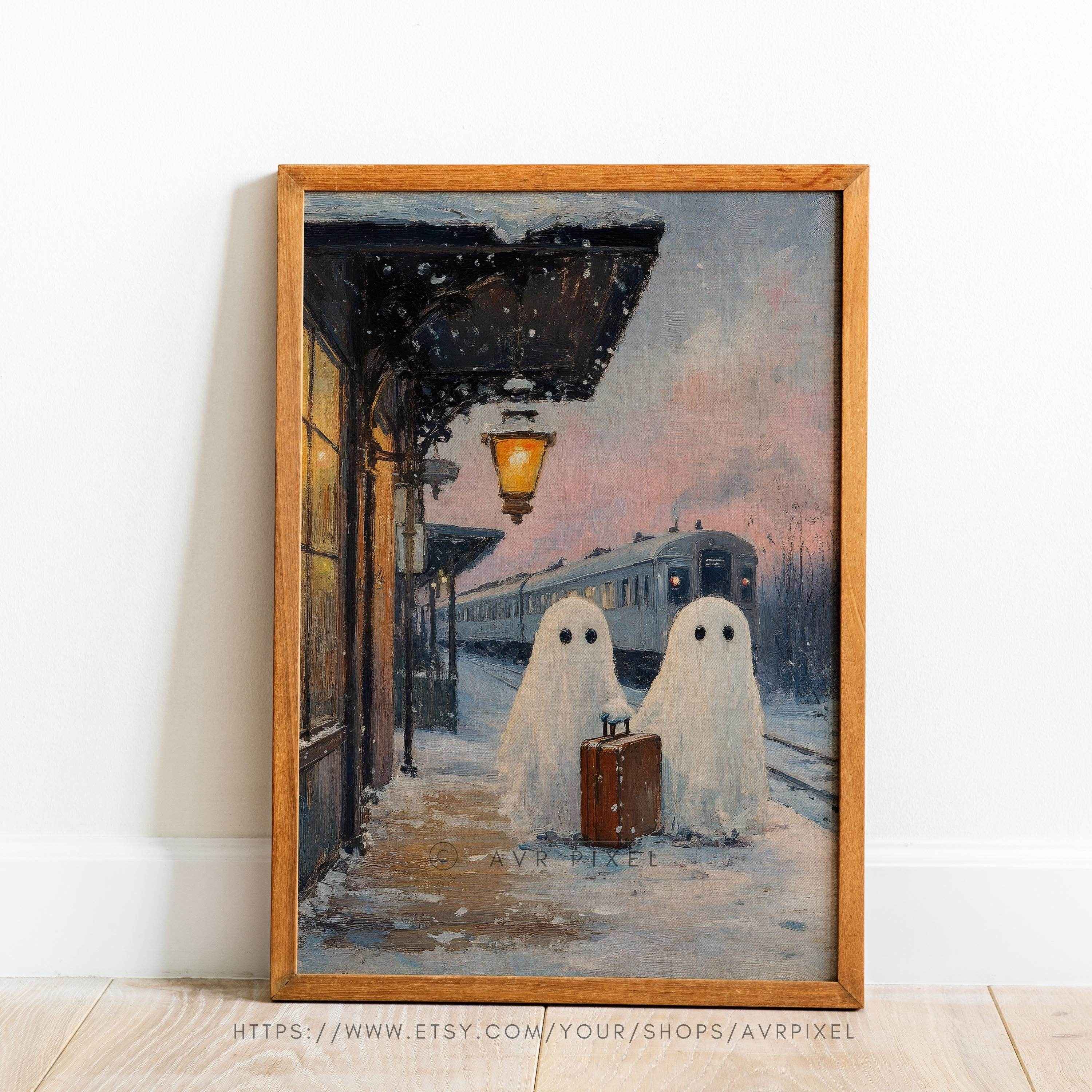 Avr Pixel Halloween Wall Art - Vintage Spooky Home Décor Digital Print - Avr Pixel