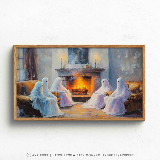 Samsung Frame TV Art - Ghostly Gathering Minimalist Wall Decor _ Avr pixel - Avr Pixel
