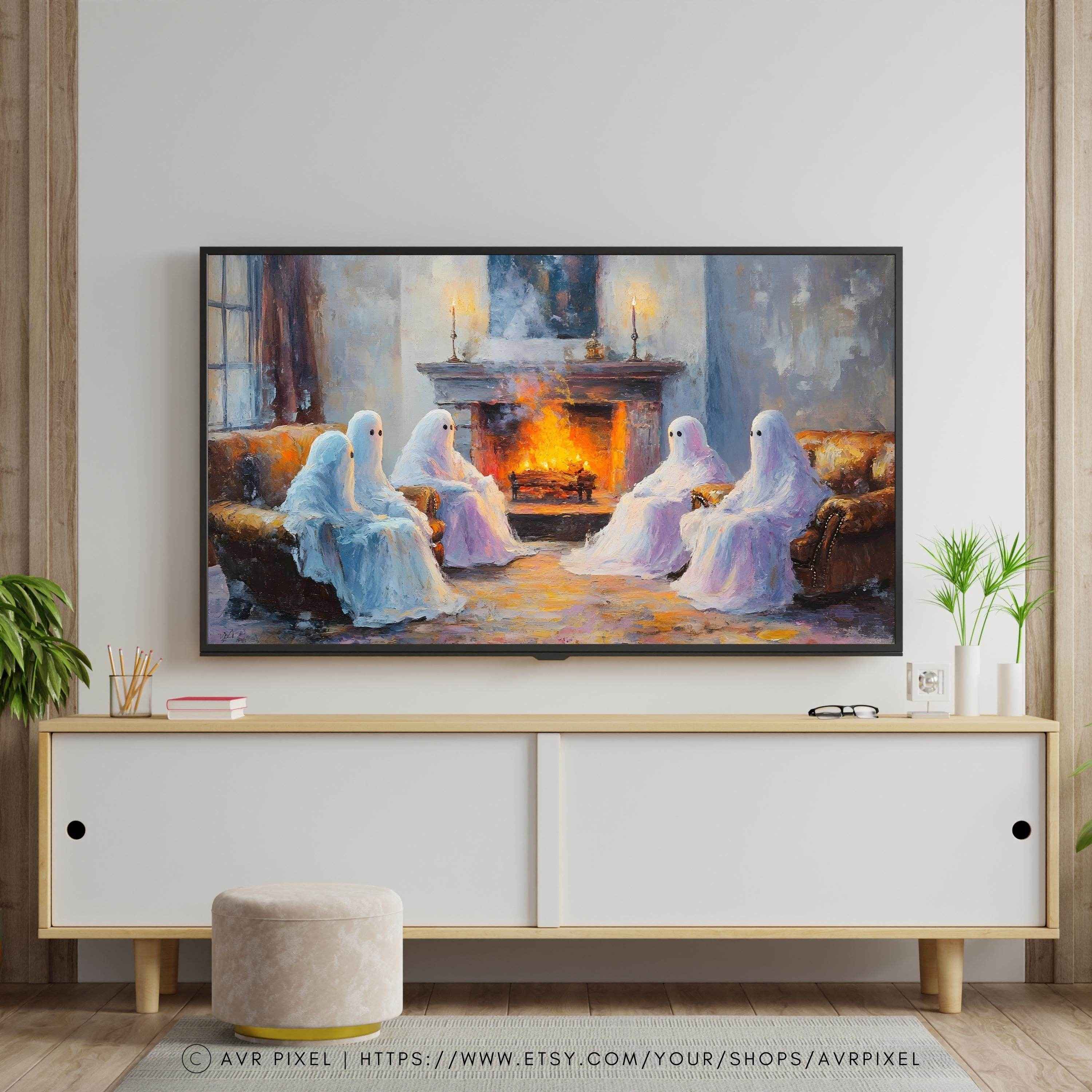 Samsung Frame TV Art - Ghostly Gathering Minimalist Wall Decor _ Avr pixel - Avr Pixel