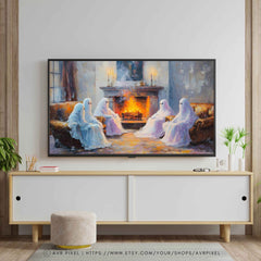 Samsung Frame TV Art - Ghostly Gathering Minimalist Wall Decor _ Avr pixel - Avr Pixel