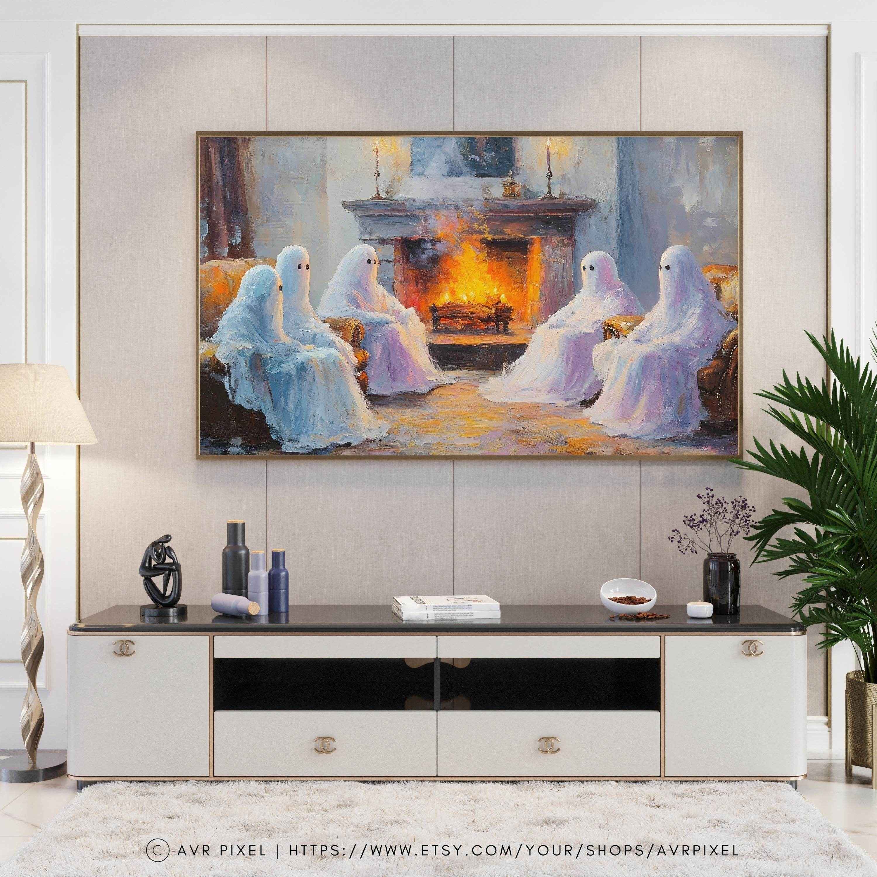 Samsung Frame TV Art - Ghostly Gathering Minimalist Wall Decor _ Avr pixel - Avr Pixel
