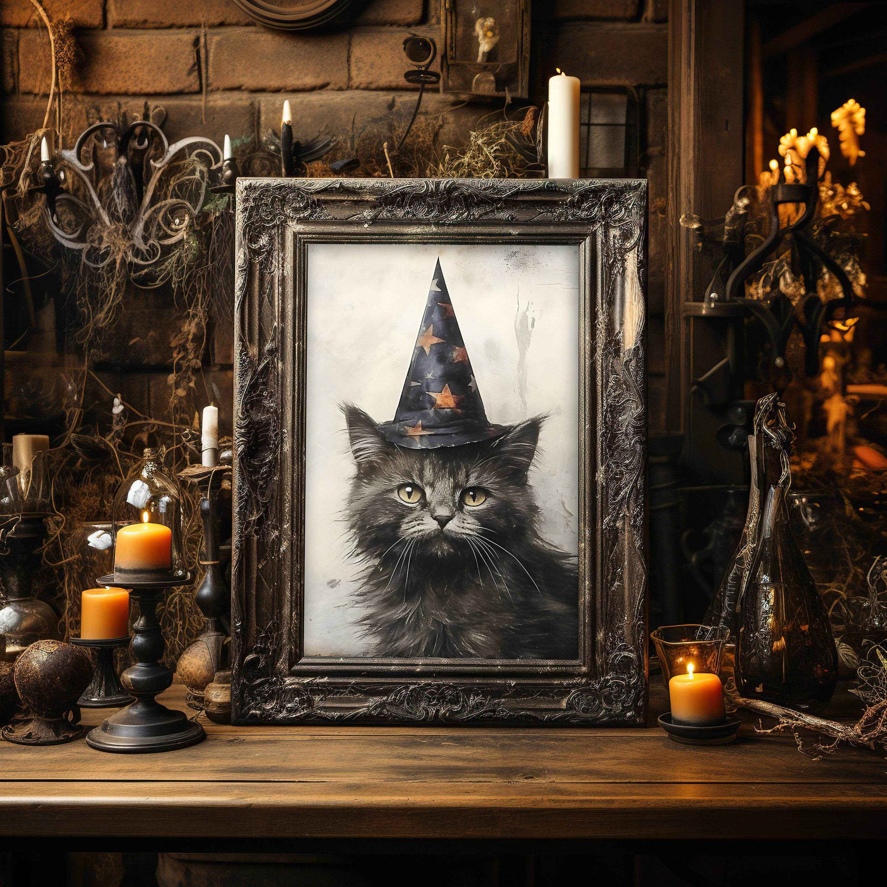 Halloween Black Cat Wall Art | Spooky Decor by Avr Pixel - Avr Pixel