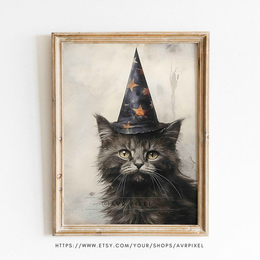 Halloween Black Cat Wall Art | Spooky Decor by Avr Pixel - Avr Pixel