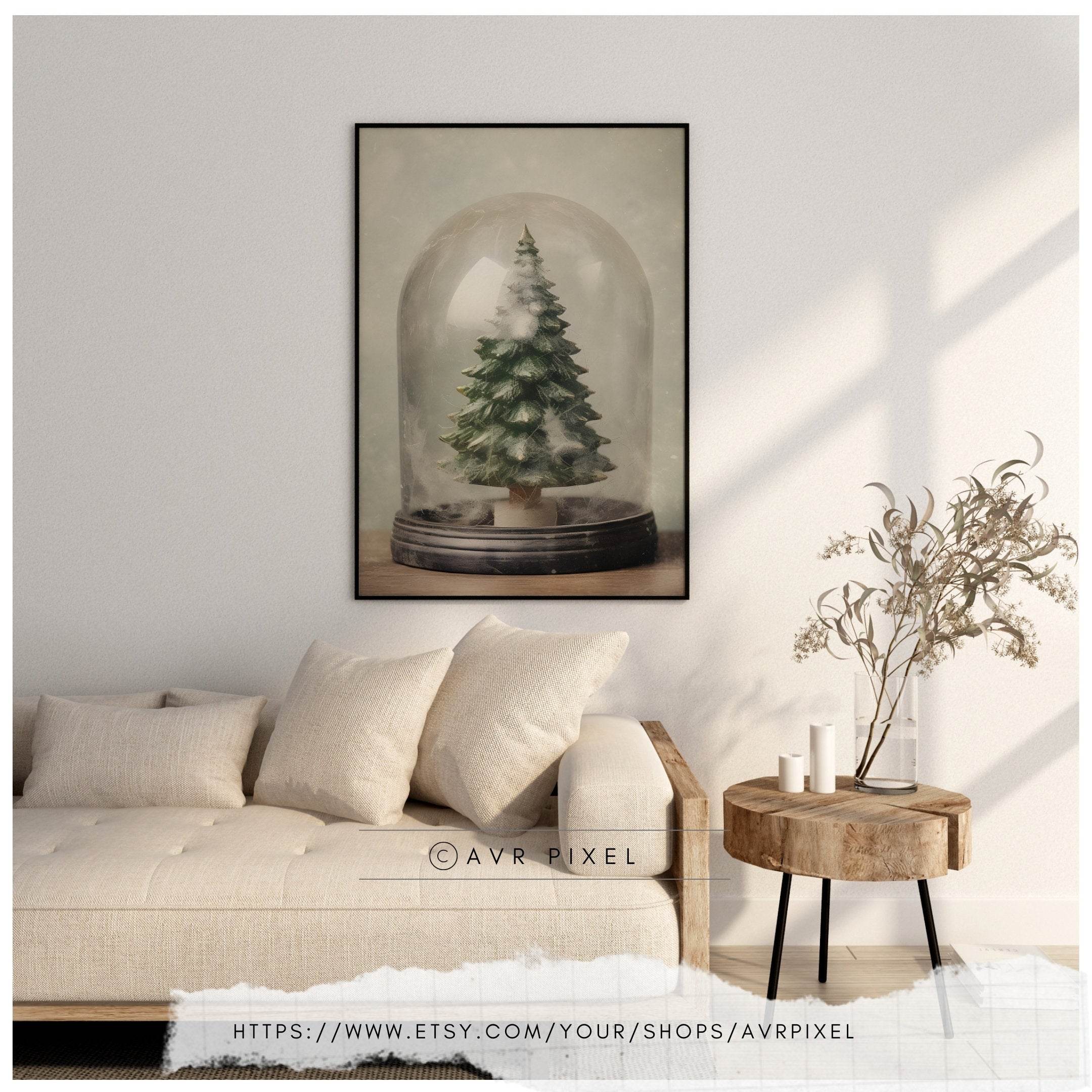 Christmas Wall Art |  Tree Snow Globe  | Rustic Farmhouse Holiday Decor | Printable Digital Download WAS1P1 _ Avr pixel - Avr Pixel