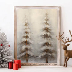 Christmas Wall Art | Rustic Pine Tree  Print | Winter Holiday Decor |  Digital Art WAS1P5 _ Avr pixel - Avr Pixel