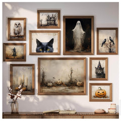 Halloween Wall Art | Vintage   Prints - Set of 10 Muted Fine Art Paintings - Avr pixel - Avr Pixel