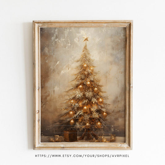 Christmas Wall Art | Gold  Bells  - Vintage Holiday Decor WAS2P1 _ Avr pixel - Avr Pixel