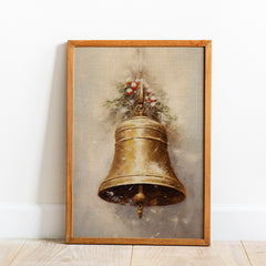 Christmas Wall Art | Gold  Bells  | Vintage Holiday Decor | Printable Digital Download WAS2P4 _ Avr pixel - Avr Pixel