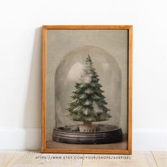 Christmas Wall Art |  Tree Snow Globe  | Rustic Farmhouse Holiday Decor | Printable Digital Download WAS1P1 _ Avr pixel - Avr Pixel