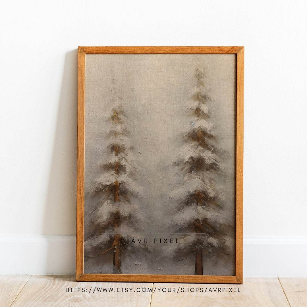 Christmas Wall Art | Rustic Pine Tree  Print | Winter Holiday Decor |  Digital Art WAS1P5 _ Avr pixel - Avr Pixel