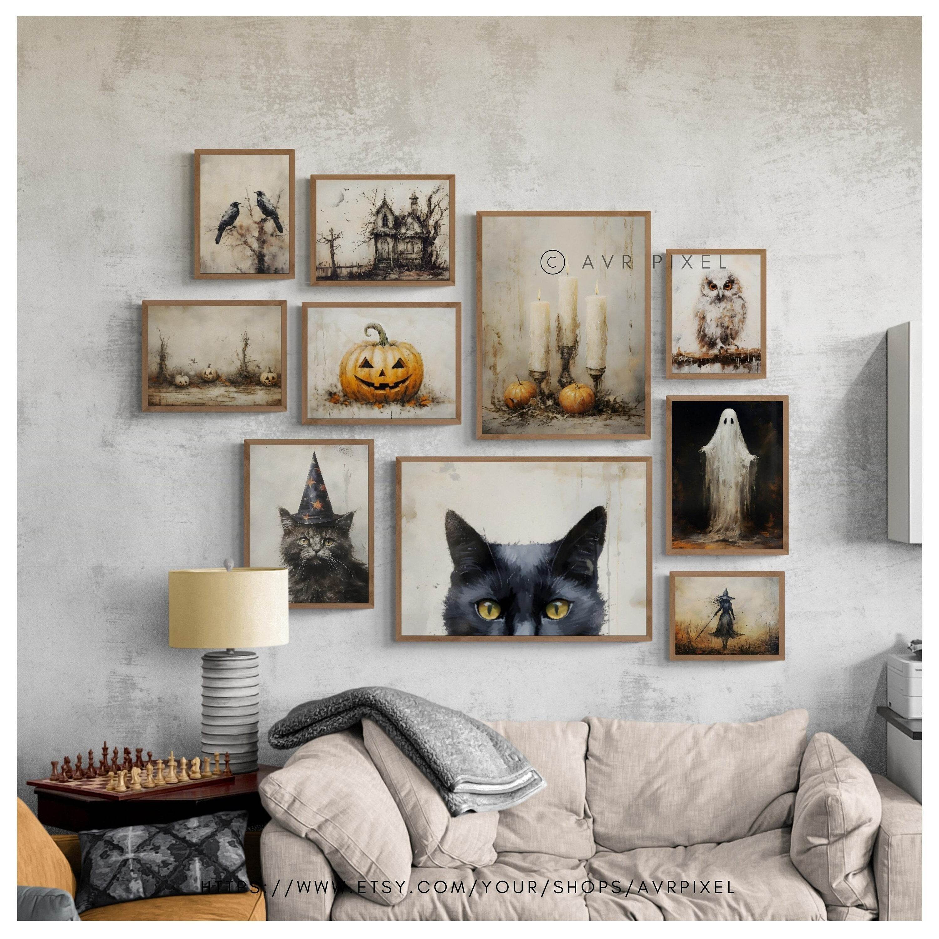 Halloween Wall Art | Vintage   Prints - Set of 10 Muted Fine Art Paintings - Avr pixel - Avr Pixel