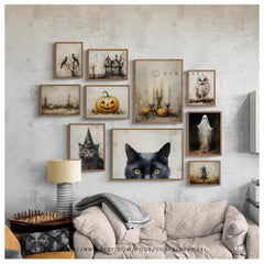 Halloween Wall Art | Vintage   Prints - Set of 10 Muted Fine Art Paintings - Avr pixel - Avr Pixel