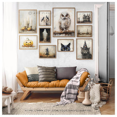 Halloween Wall Art | Vintage   Prints - Set of 10 Muted Fine Art Paintings - Avr pixel - Avr Pixel