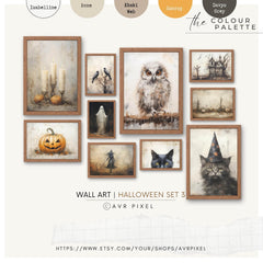 Halloween Wall Art | Vintage   Prints - Set of 10 Muted Fine Art Paintings - Avr pixel - Avr Pixel