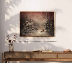 Winter Village Church Print: Snowy Christmas Decor (PDF Download)