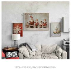 Christmas Wall Art |  Set - Santa Bauble  Snowflake Prints for Festive Home Decor _ Avr pixel - Avr Pixel
