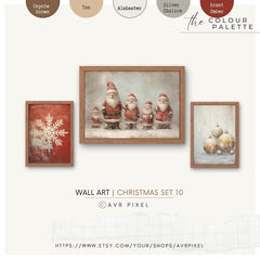 Christmas Wall Art |  Set - Santa Bauble  Snowflake Prints for Festive Home Decor _ Avr pixel - Avr Pixel