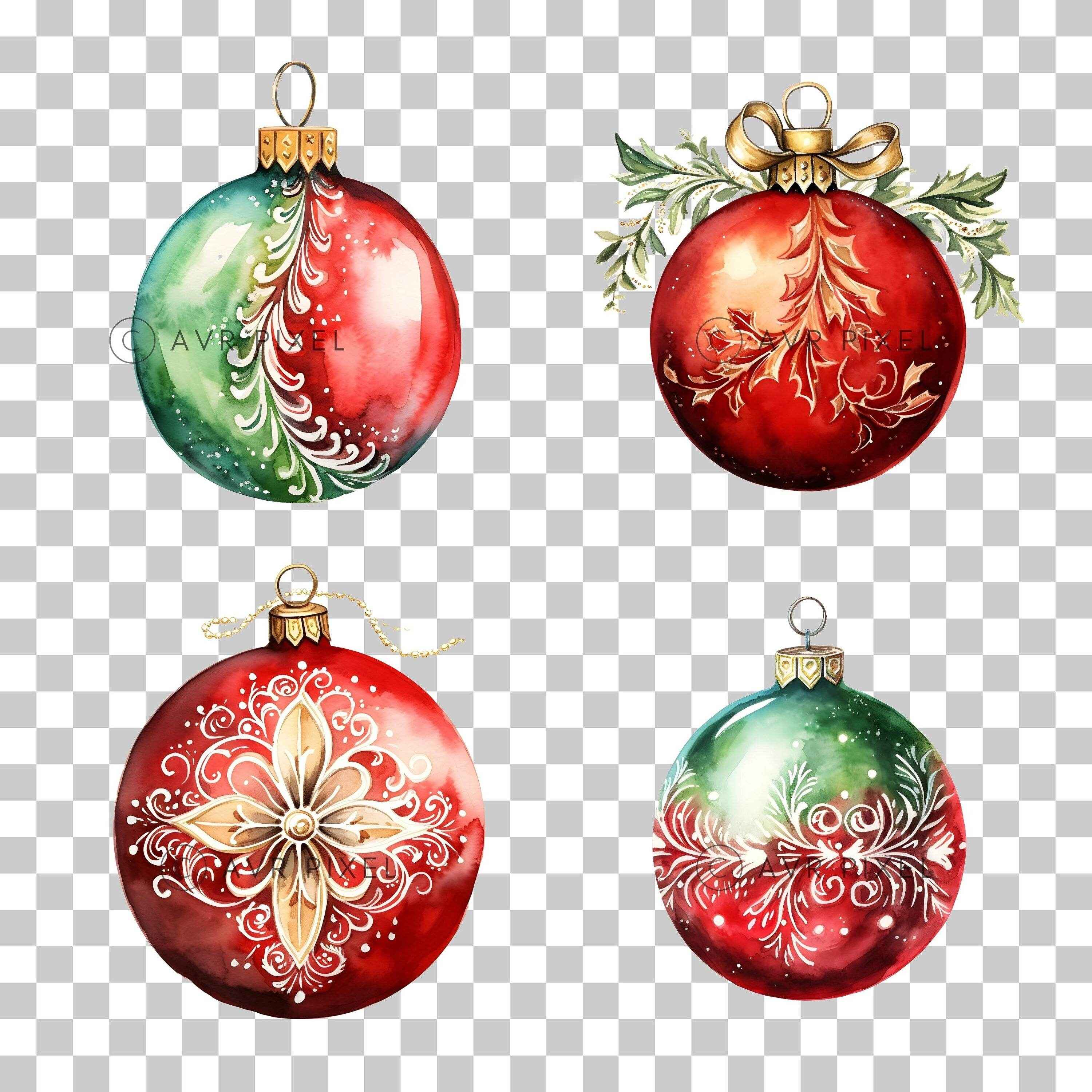 Christmas Bauble Clipart PNG - 12 Ornaments  10 Holiday Phrases for Scrapbooking  Decor _ Avr pixel - Avr Pixel