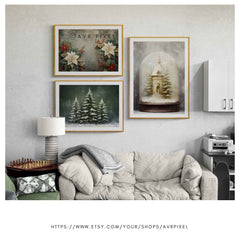 Vintage Christmas Prints Set: Farmhouse Winter Wall Art (PDF Download)