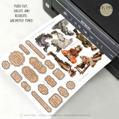 Steampunk Kids Ephemera Set: Vintage Junk Journal Kit (PDF Download)_JJES3SET21