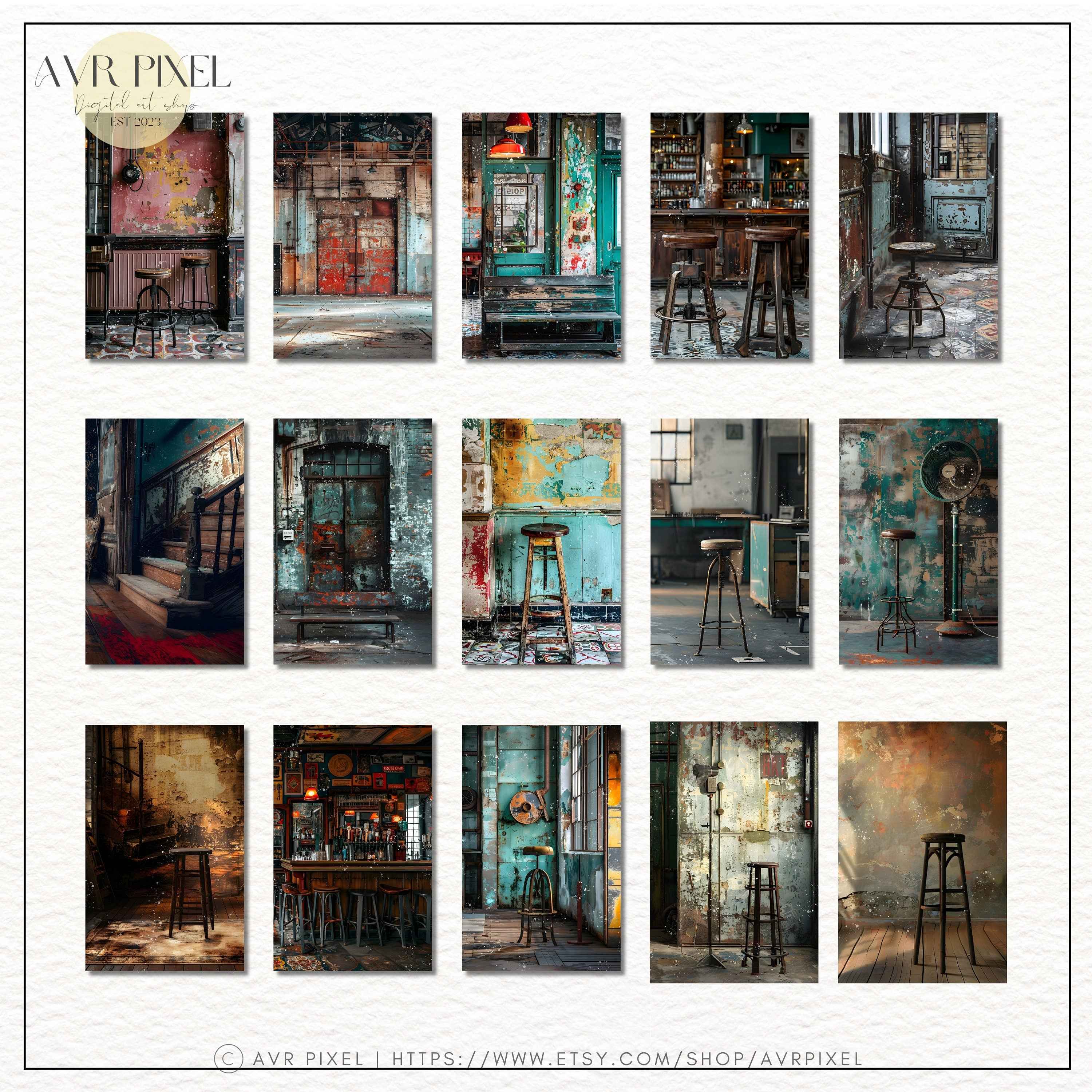 15 Vintage Industrial Junk Journal Digital Papers Set | Grungy Backgrounds for Crafts JJES12SET15