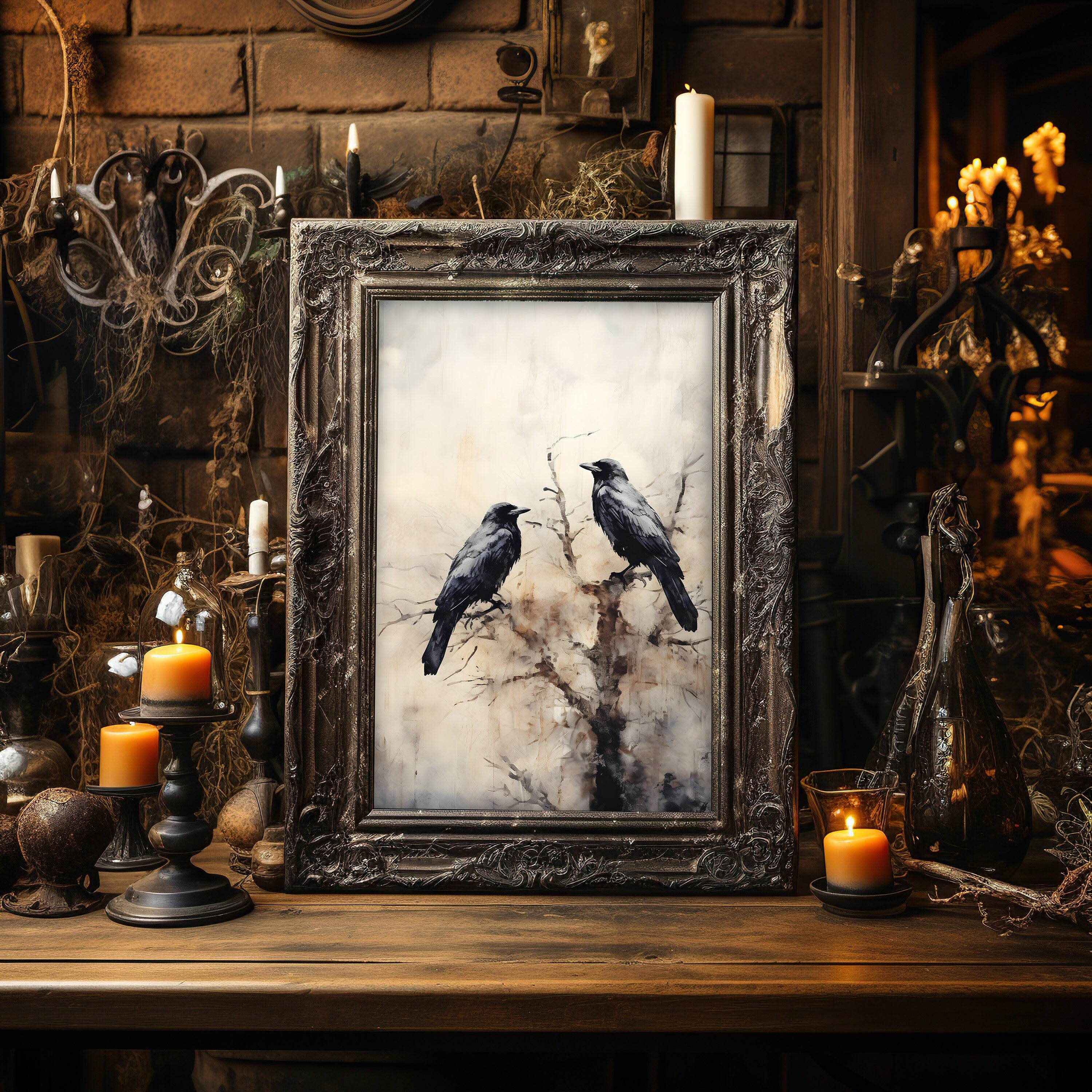 Halloween Wall Art | Spooky Birds  - Muted Colors  Decor _ Avr pixel - Avr Pixel