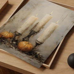 Halloween Wall Art | Spooky  Candle  | Vintage Oil Painting | Fall Home Decor, Rustic Autumn Print  WAS8P1 _ Avr pixel - Avr Pixel