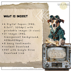 Steampunk Dogs Ephemera Set: Vintage Junk Journal Kit (PDF Download)_JJES13SET21