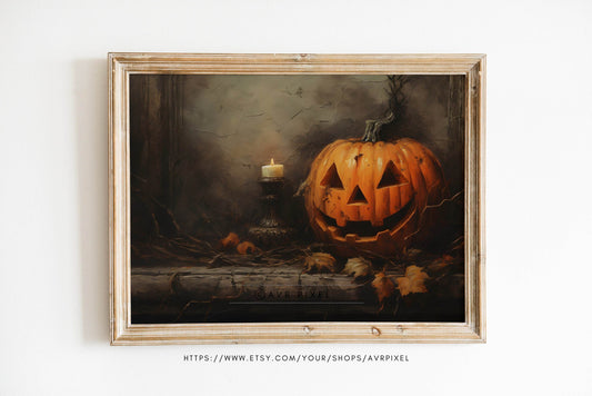 Halloween Wall Art | Jack OLantern Candle  - Spooky  Decor _ Avr pixel - Avr Pixel