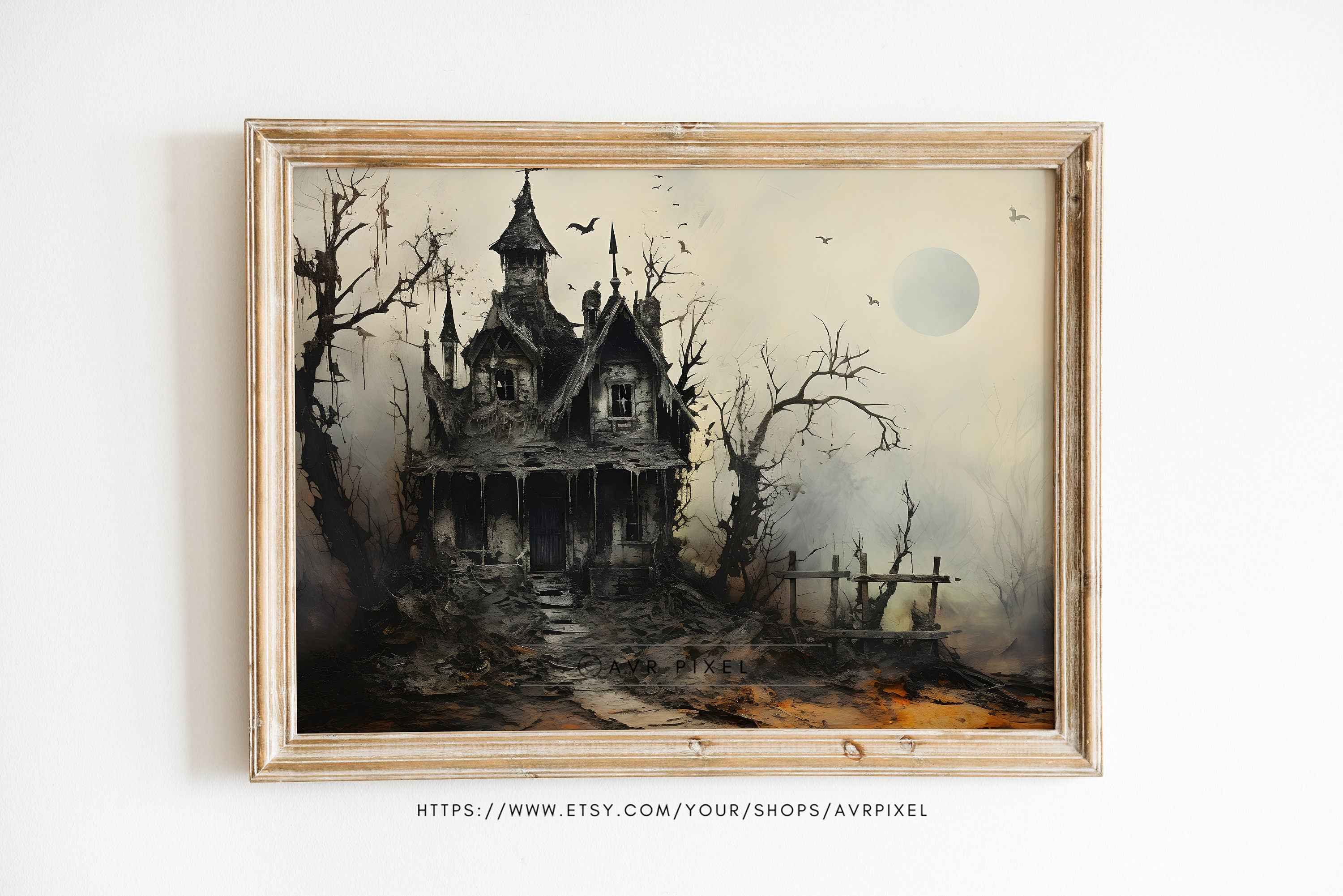 Whimsical Haunted House Print: Spooky Halloween Wall Art (PDF Download)