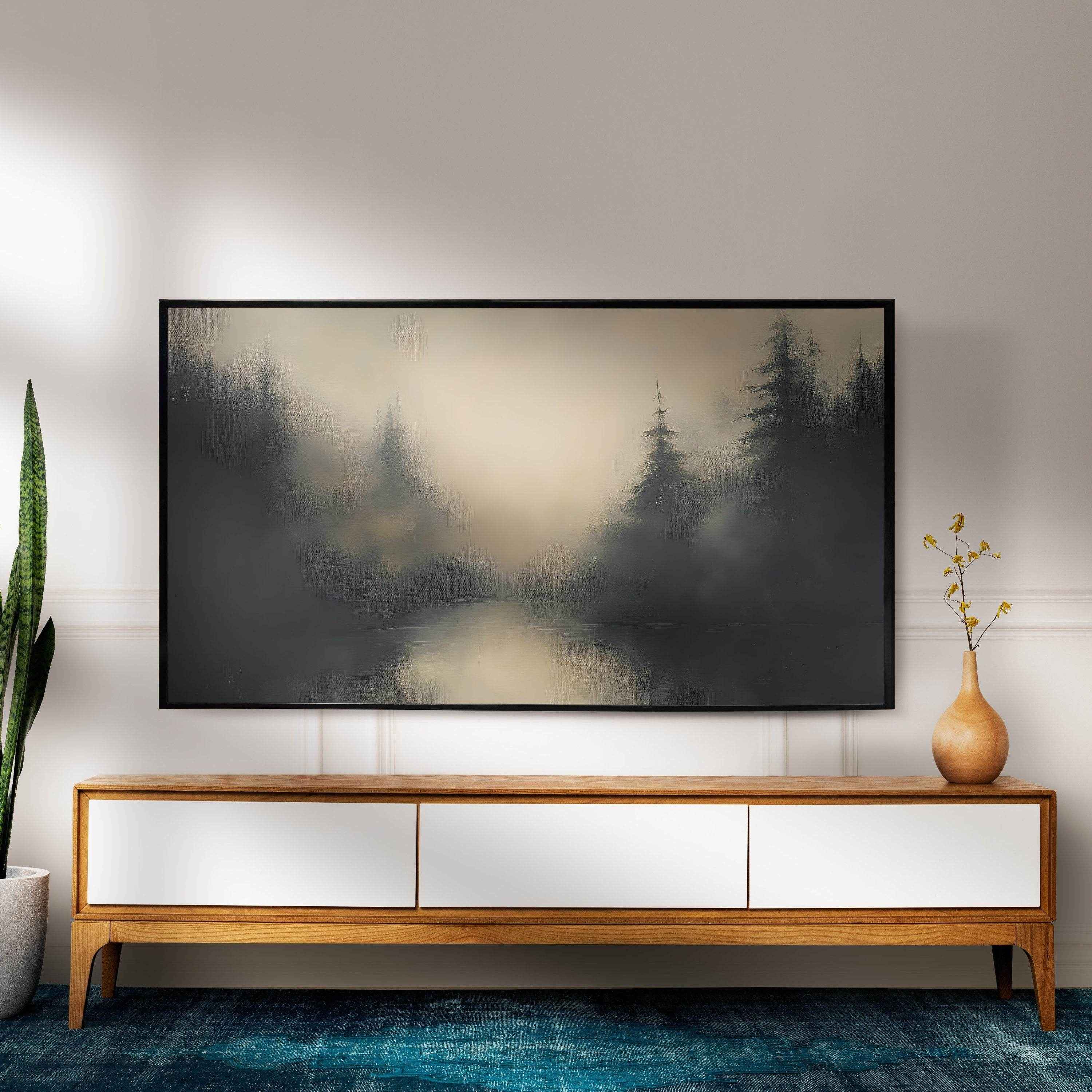 Samsung Frame TV Art - Abstract Neutral Modern Farmhouse Winter Landscape Decor _ Avr pixel - Avr Pixel