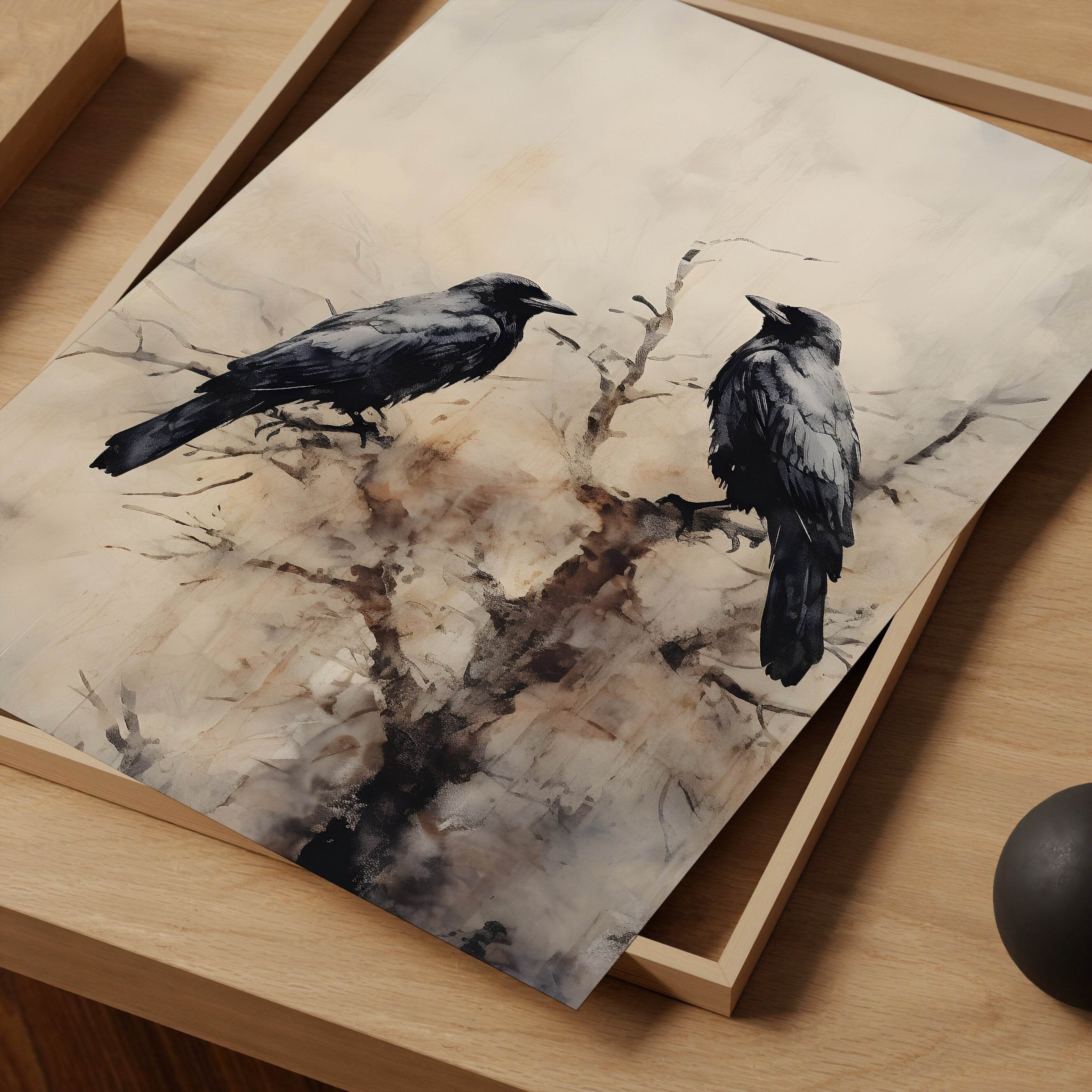 Halloween Wall Art | Spooky Birds  - Muted Colors  Decor _ Avr pixel - Avr Pixel