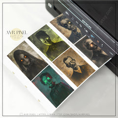 Laser-Eyed Ghosts Portraits for Halloween Scrapbooking  Journaling Decor - Printable Photos with Eerie Charm