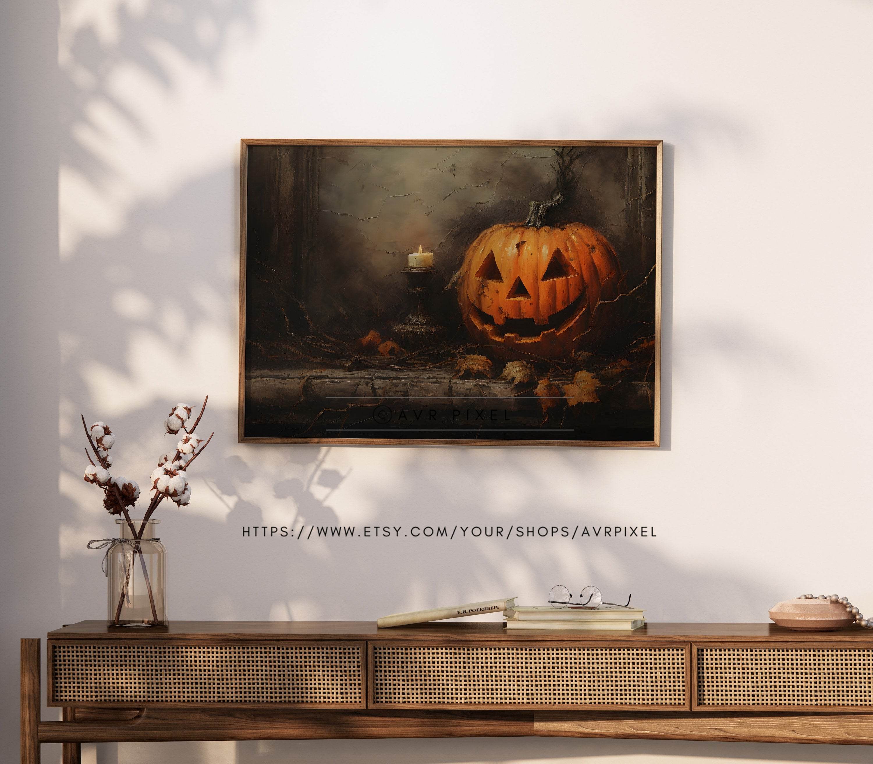 Halloween Wall Art | Jack OLantern Candle  - Spooky  Decor _ Avr pixel - Avr Pixel