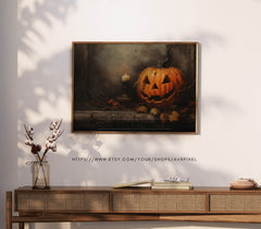 Halloween Wall Art | Jack OLantern Candle  - Spooky  Decor _ Avr pixel - Avr Pixel