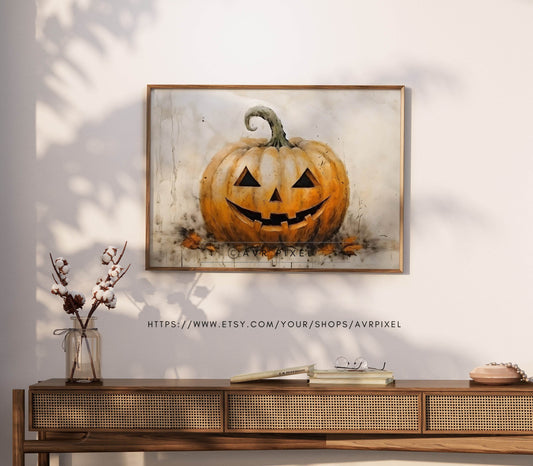 Halloween Wall Art | Vintage  Jack-o-Lantern Oil Paintings - Muted Spooky  Prints for Farmhouse Decor _ Avr pixel - Avr Pixel