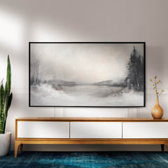 Samsung Frame TV Art - Abstract Neutral Modern Farmhouse Winter Landscape Decor _ Avr pixel - Avr Pixel