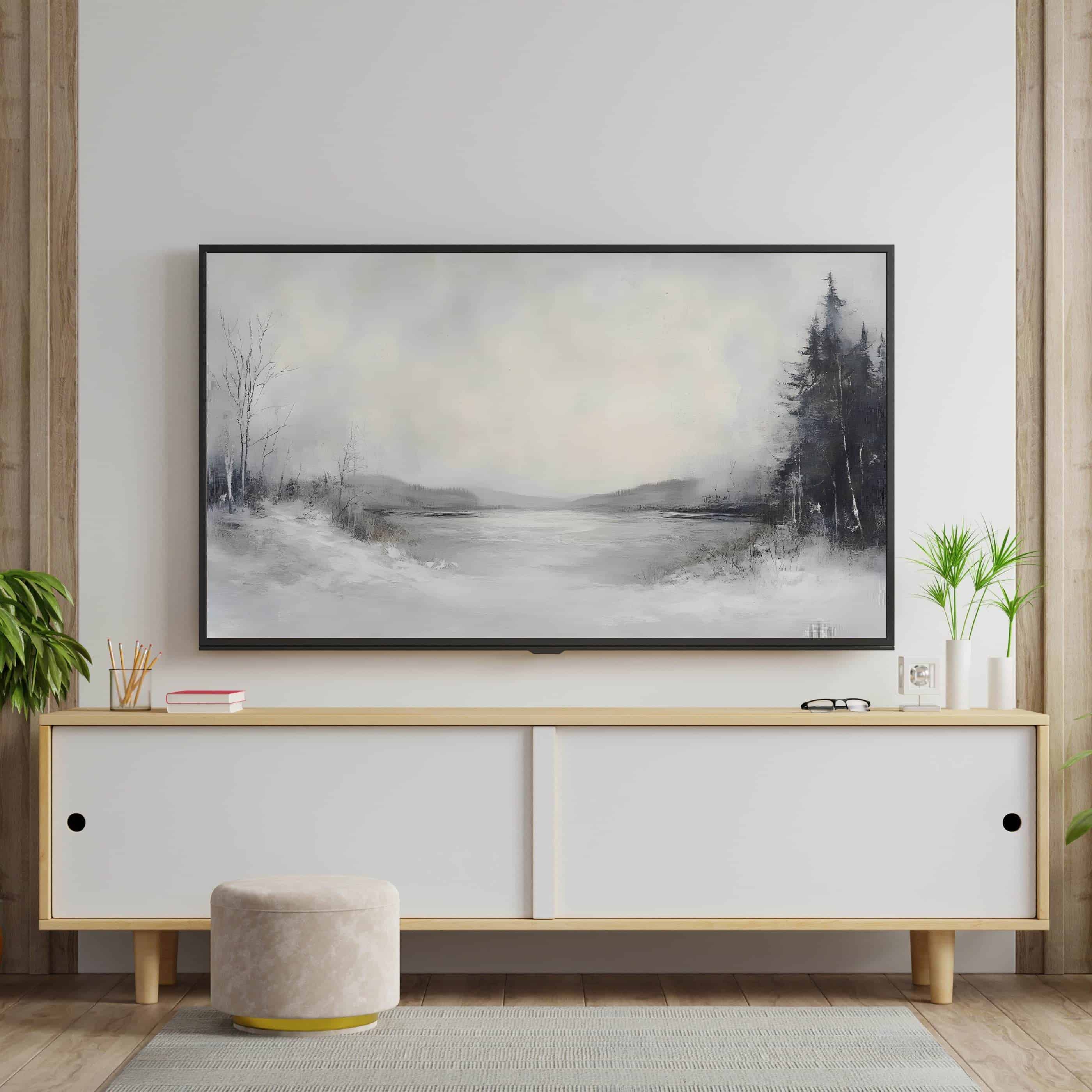 Samsung Frame TV Art - Abstract Neutral Modern Farmhouse Winter Landscape Decor _ Avr pixel - Avr Pixel