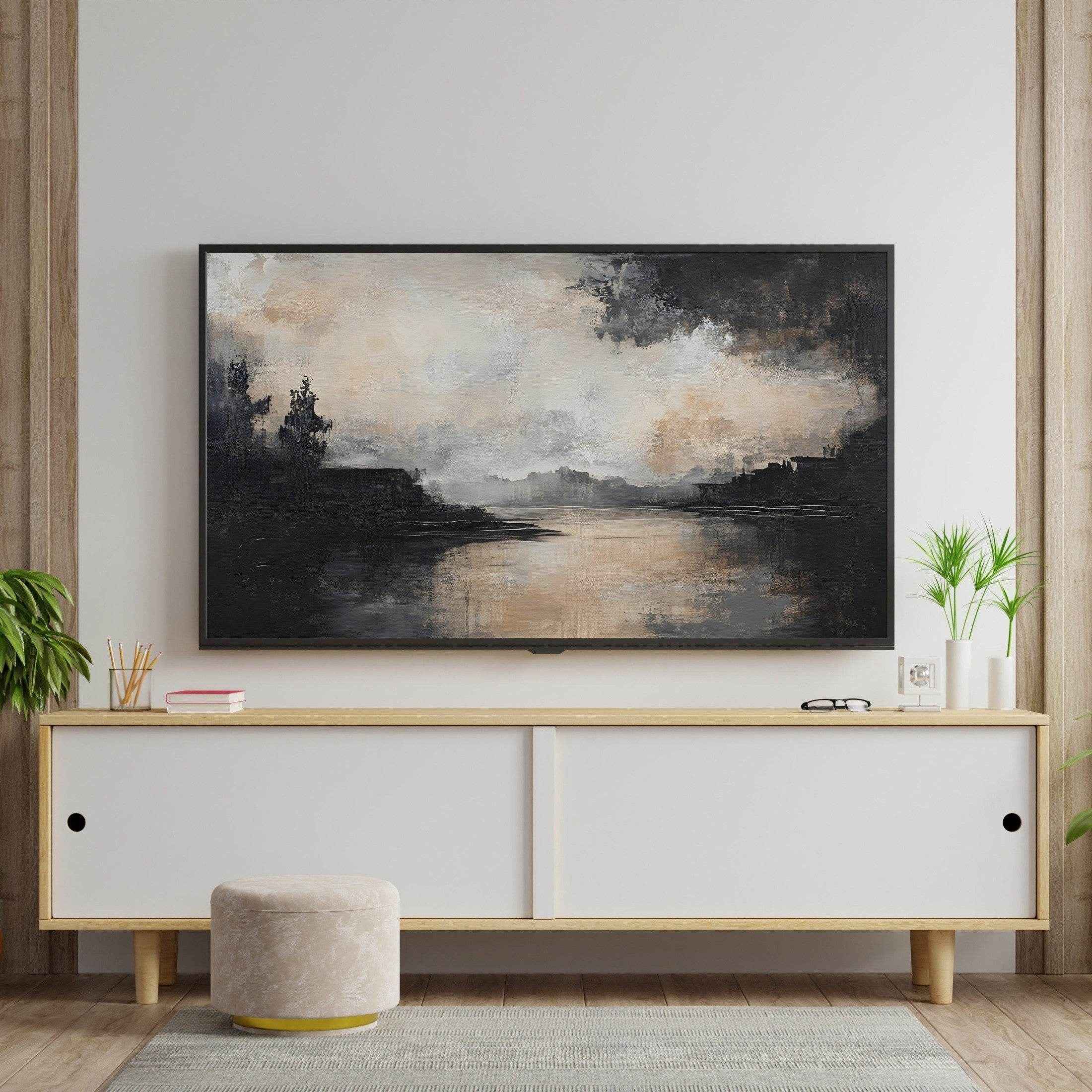 Samsung Frame TV Art - Abstract Neutral Modern Landscape Decor _ Avr pixel - Avr Pixel